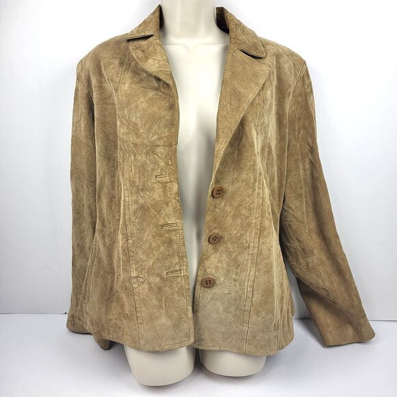 Jones of New York Genuine Suede Lined Blazer Jacket Long sleeve Size XL - Picture 1 of 15